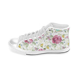 Hand drawn butterfly rose Men's High Top Canvas Shoes White