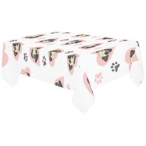 Cute pugs pink heart paw pattern Tablecloth