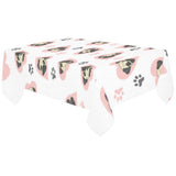Cute pugs pink heart paw pattern Tablecloth
