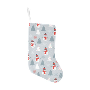 Snowman christmas tree snow gray background Christmas Stocking