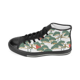 Bonsai red sun japanese pattern Men's High Top Canvas Shoes Black