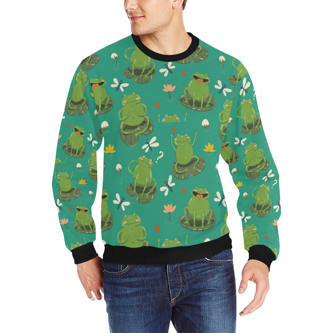 Cute frog dragonfly design pattern Men's Crew Neck Sweatshirt