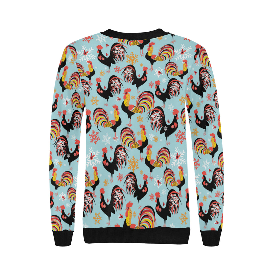 Rooster chicken cock snowfalke Women's Crew Neck Sweatshirt