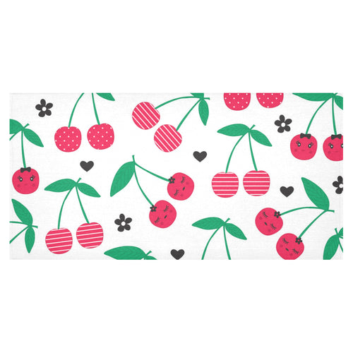 cherry pattern white background Tablecloth