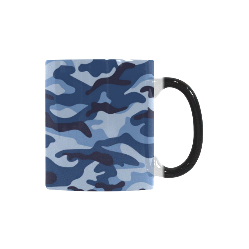 Blue camouflage pattern Morphing Mug Heat Changing Mug