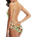Red apples leaves pattern Women's One-Piece Swimsuit