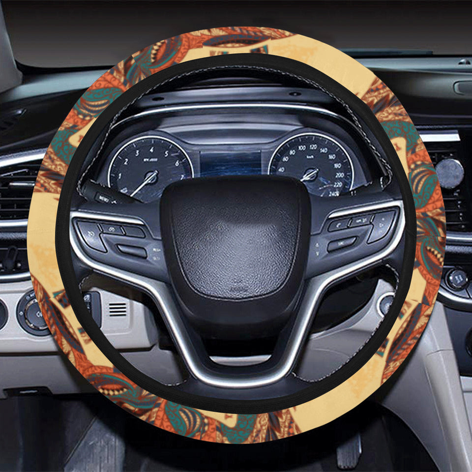 Camel polynesian tribal design pattern Car Steering Wheel Cover