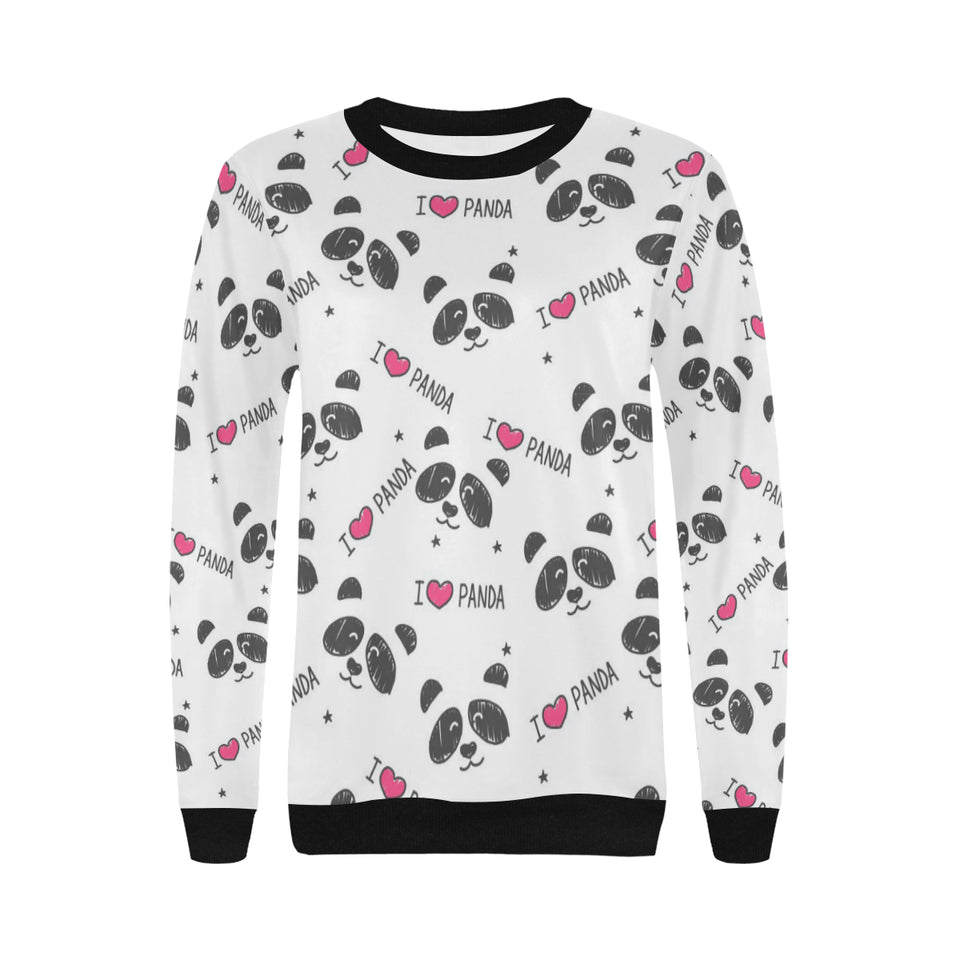 Hand Drawn faces of pandas pattern Women's Crew Neck Sweatshirt