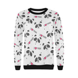 Hand Drawn faces of pandas pattern Women's Crew Neck Sweatshirt