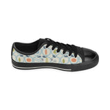 apples leaves pattern Men's Low Top Canvas Shoes Black
