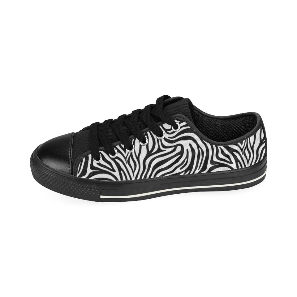 Zebra skin pattern Men's Low Top Canvas Shoes Black