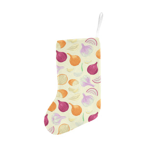 Onion garlic white red pattern Christmas Stocking