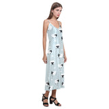 Sheep polka dot cloud pattern V-Neck Open Fork Long Dress