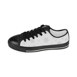 Snowflake pattern white background Women's Low Top Canvas Shoes Black