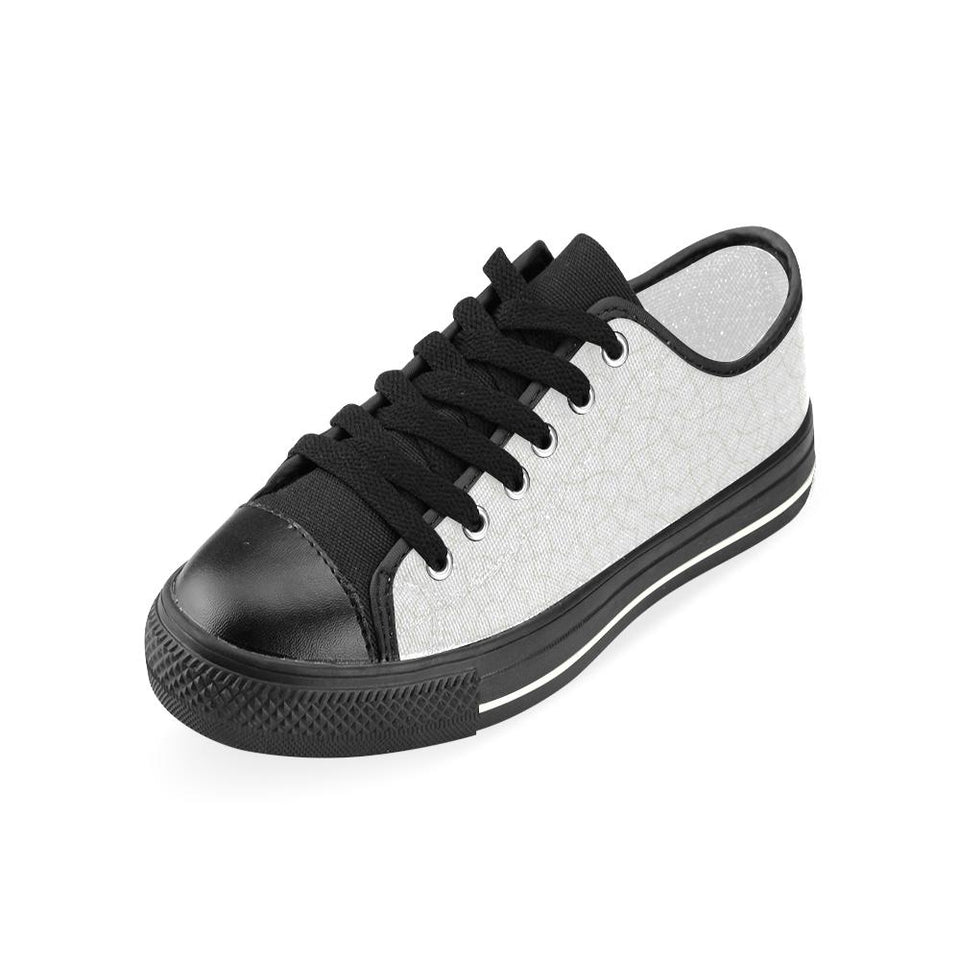 arabic white pattern Kids' Boys' Girls' Low Top Canvas Shoes Black