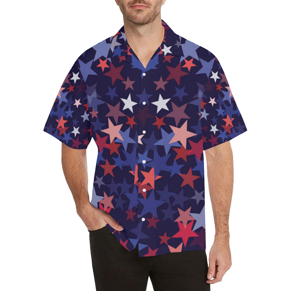 Red blue star pattern Men's All Over Print Hawaiian Shirt