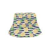 Pineapples pattern striped background Unisex Bucket Hat
