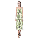 Bonsai pattern V-Neck Open Fork Long Dress