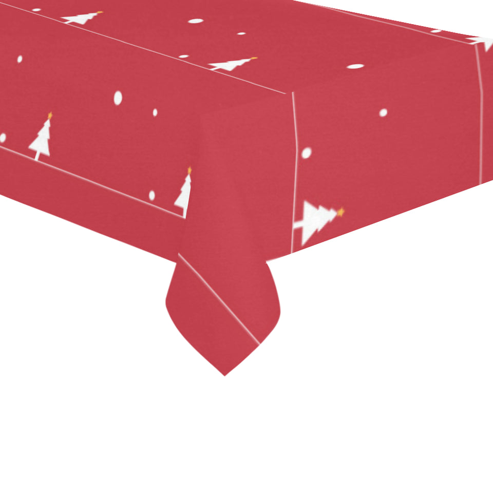 Christmas tree star snow red background Tablecloth