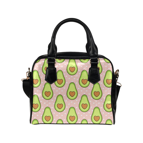 Avocado heart pink background Shoulder Handbag
