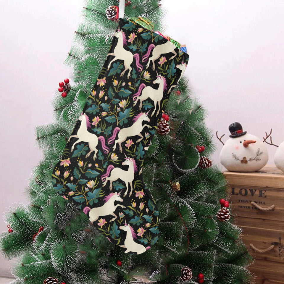 Unicorns forest background Christmas Stocking