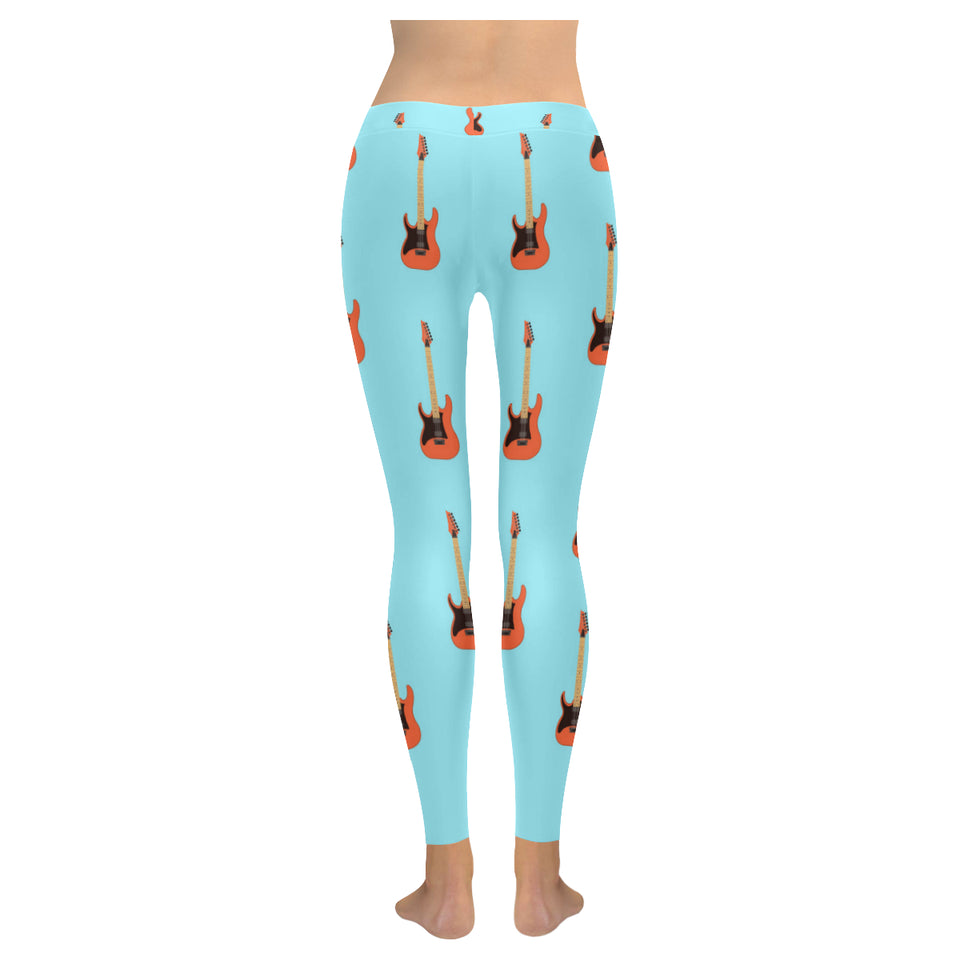 electric guitar pattern light blue background Women's Legging Fulfilled In US