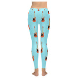 electric guitar pattern light blue background Women's Legging Fulfilled In US