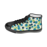 blueberry flower pattern Women's High Top Canvas Canvas Shoes Black