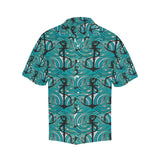 Anchor nautical green background Men's All Over Print Hawaiian Shirt