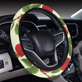 Red apples leaves pattern Car Steering Wheel Cover