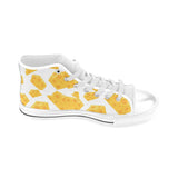 Cheese slice pattern Men's High Top Canvas Shoes White