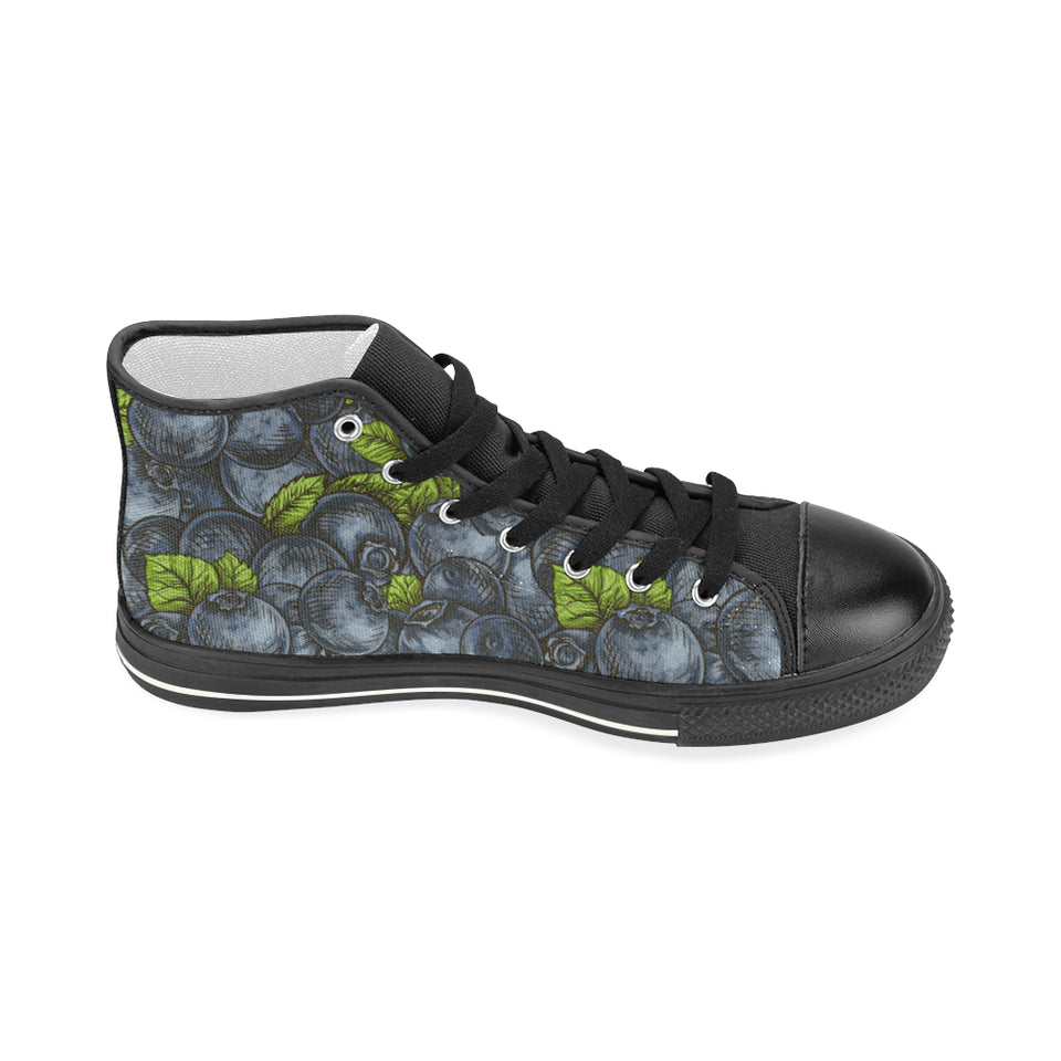 blueberry pattern Women's High Top Canvas Canvas Shoes Black