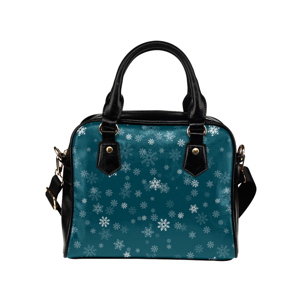 Snowflake pattern dark background Shoulder Handbag