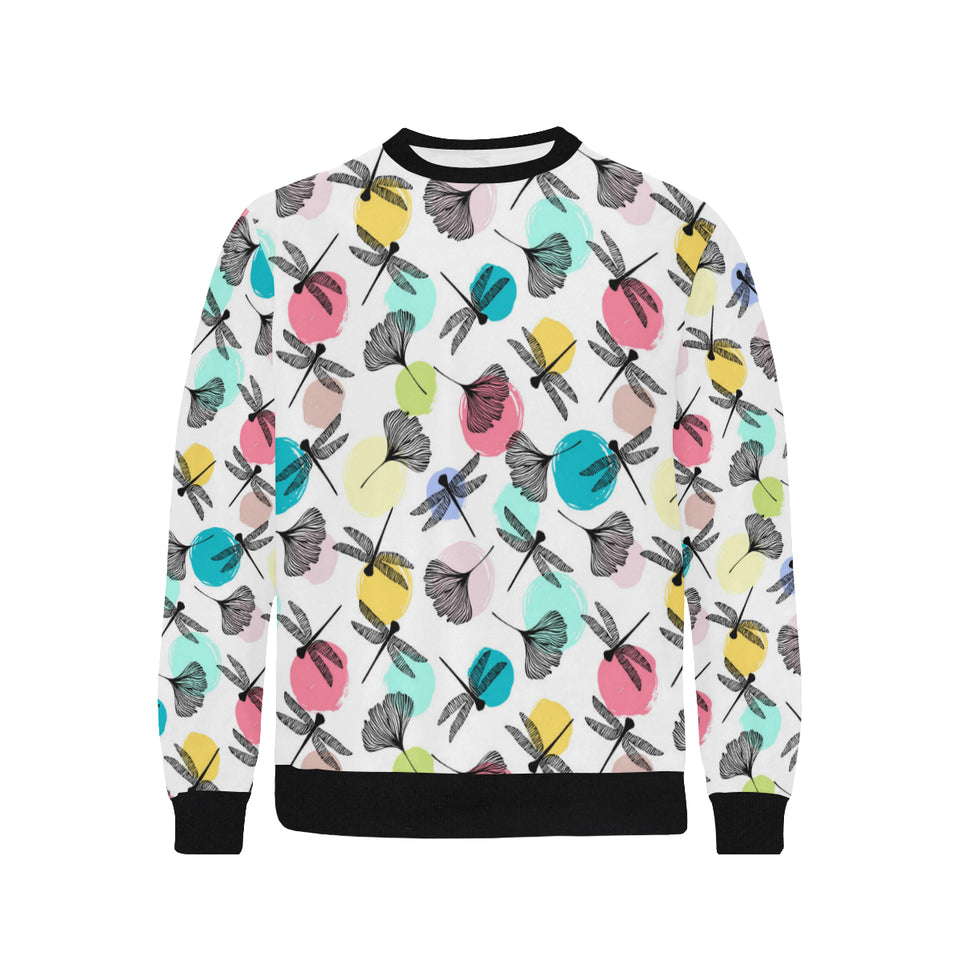 Dragonflies ginkgo leaves pattern Men's Crew Neck Sweatshirt