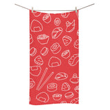 sushi pattern red background Bath Towel