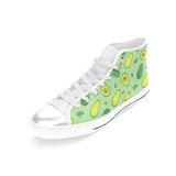 Avocado pattern green background Women's High Top Canvas Shoes White