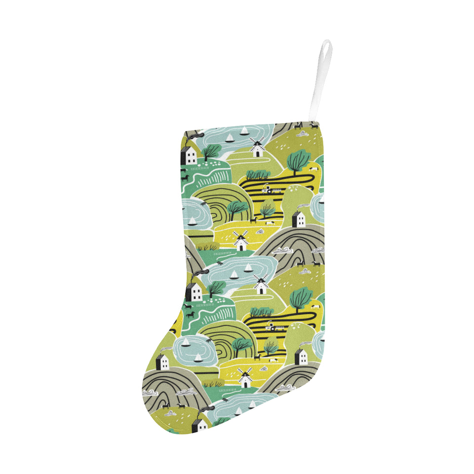 Hand drawn windmill pattern Christmas Stocking