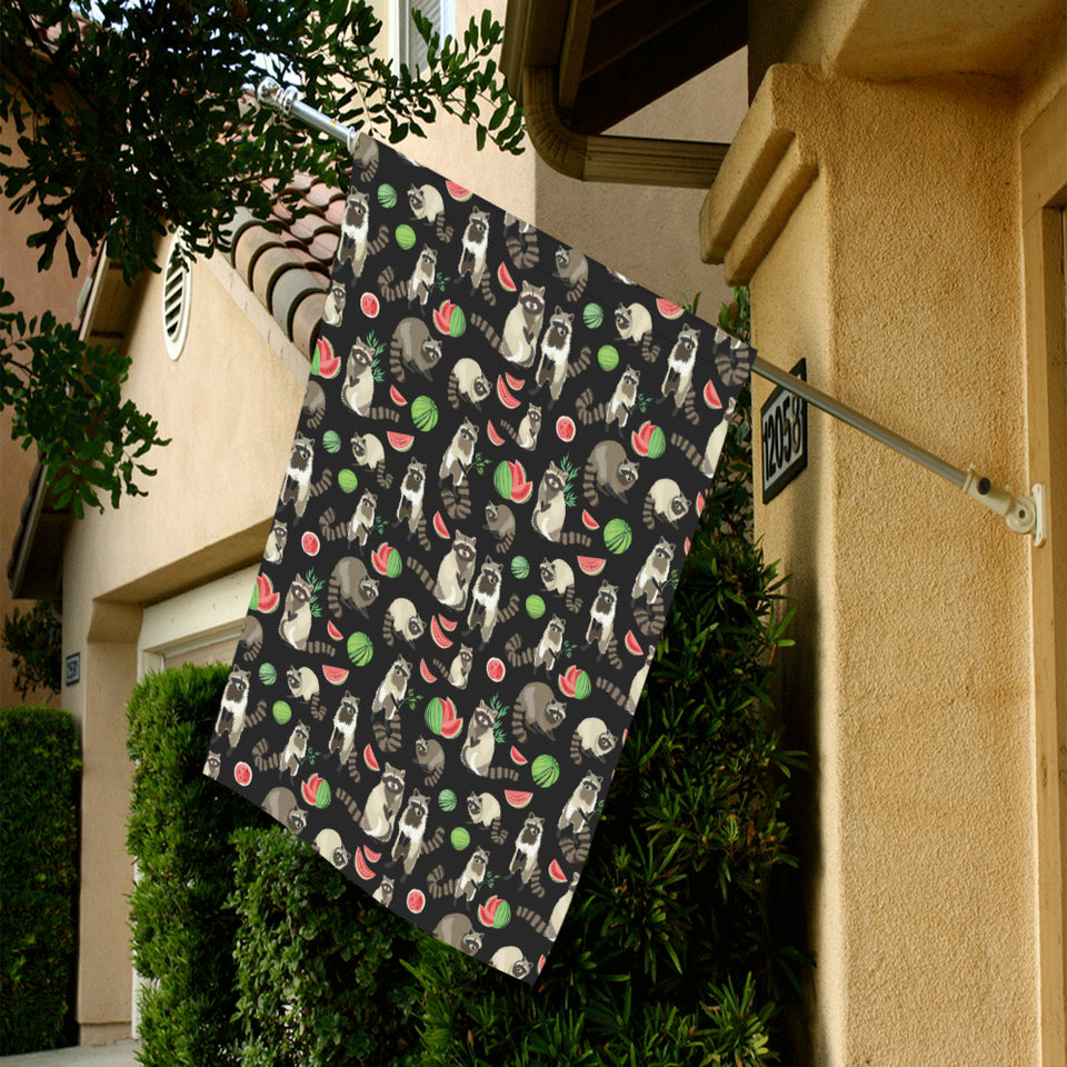 Raccoon watermelon pattern House Flag Garden Flag