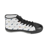Cute helicopter star pattern Women's High Top Canvas Shoes Black
