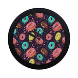 Colorful donut glaze pattern Elegant Black Wall Clock