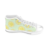 slice of lemon pattern Men's High Top Canvas Shoes White