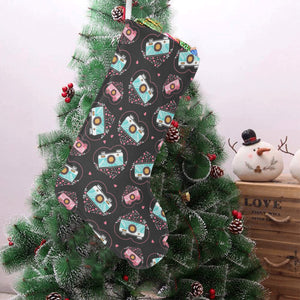 Camera Pattern Print Design 04 Christmas Stocking