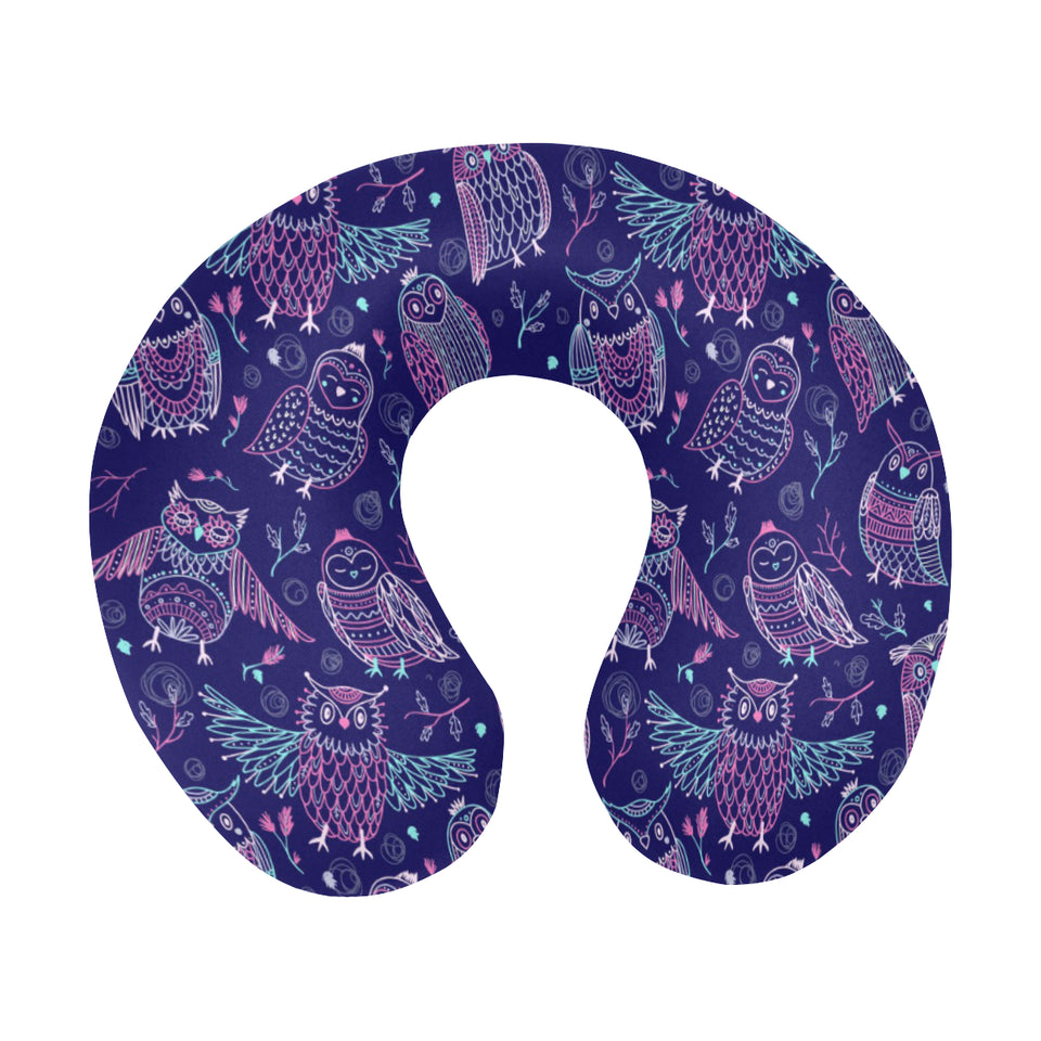 Cute owls pattern boho style ornament U-Shaped Travel Neck Pillow