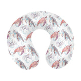 Watercolor sea turtle jellyfish pattern U-Shaped Travel Neck Pillow