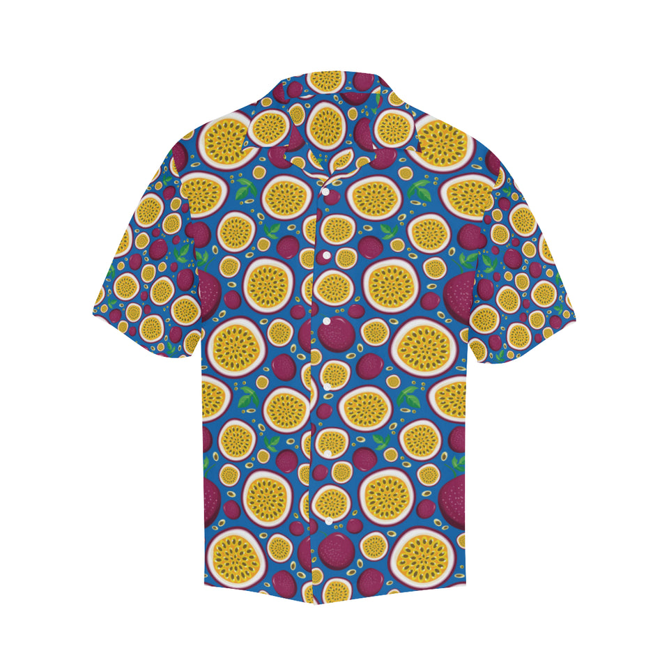 Passion fruit blue background Men's All Over Print Hawaiian Shirt