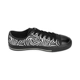 Zebra skin pattern Men's Low Top Canvas Shoes Black