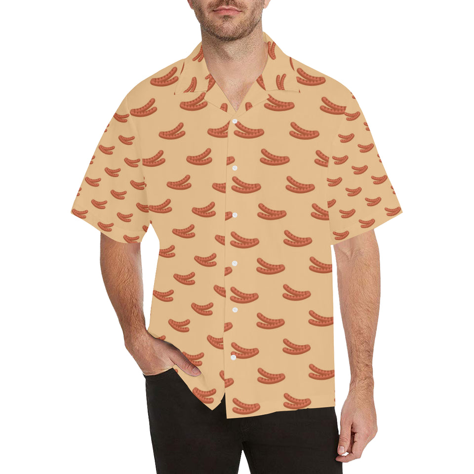 Sausage Pattern Print Design 03 Men's All Over Print Hawaiian Shirt (Model T58)