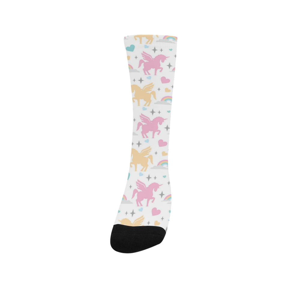 colorful unicorn rainbow heart pattern Crew Socks