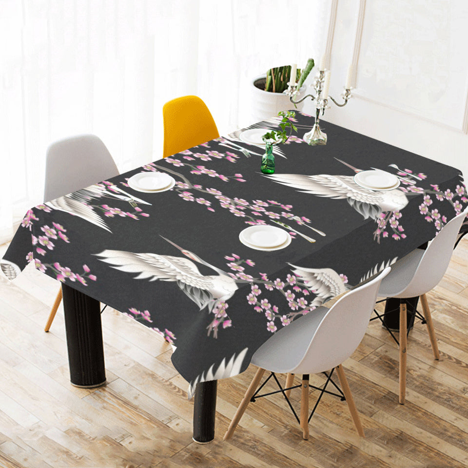 Japanese crane pink sakura pattern Tablecloth