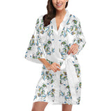 Peacock feather pattern Women's Short Kimono Robe